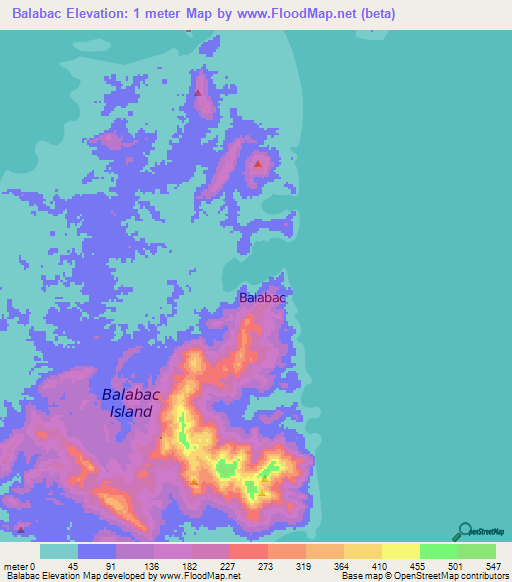 Balabac,Philippines Elevation Map