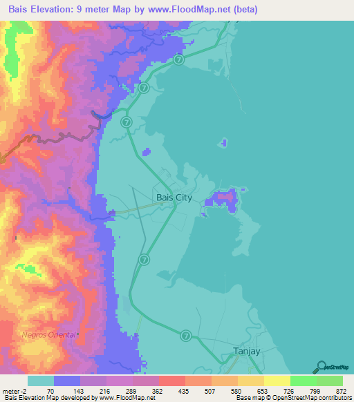 Bais,Philippines Elevation Map