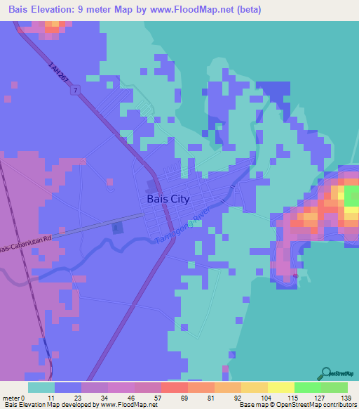 Bais,Philippines Elevation Map