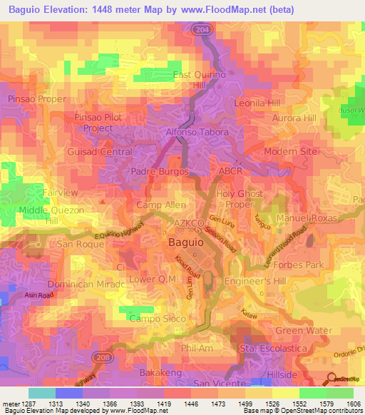 Baguio,Philippines Elevation Map