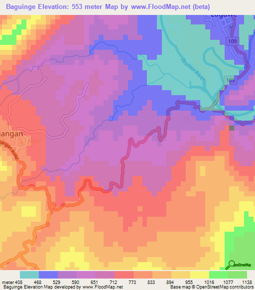 Baguinge,Philippines Elevation Map