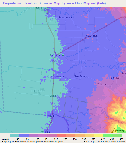 Bagontapay,Philippines Elevation Map