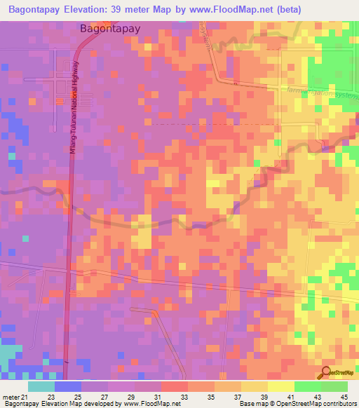 Bagontapay,Philippines Elevation Map
