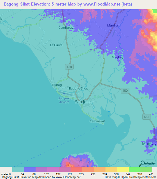 Bagong Sikat,Philippines Elevation Map