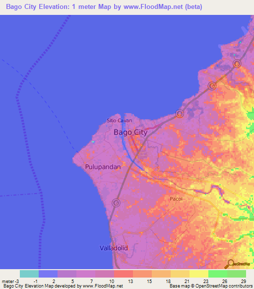 Bago City,Philippines Elevation Map