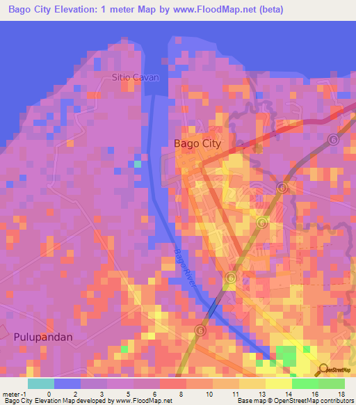 Bago City,Philippines Elevation Map
