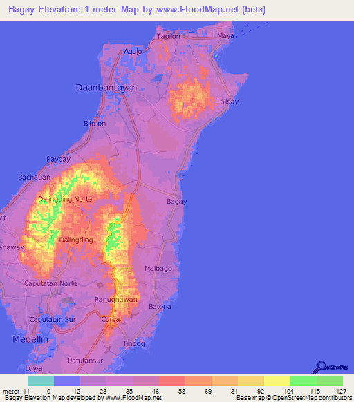 Bagay,Philippines Elevation Map