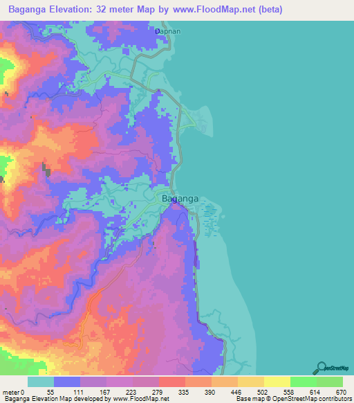 Baganga,Philippines Elevation Map