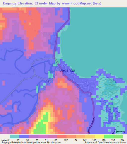 Baganga,Philippines Elevation Map