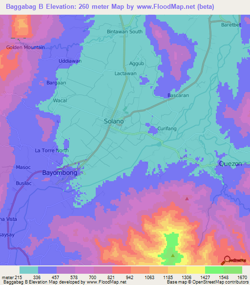 Baggabag B,Philippines Elevation Map