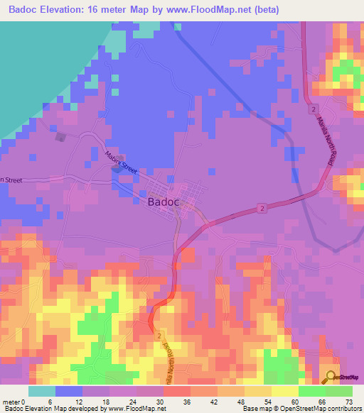 Badoc,Philippines Elevation Map