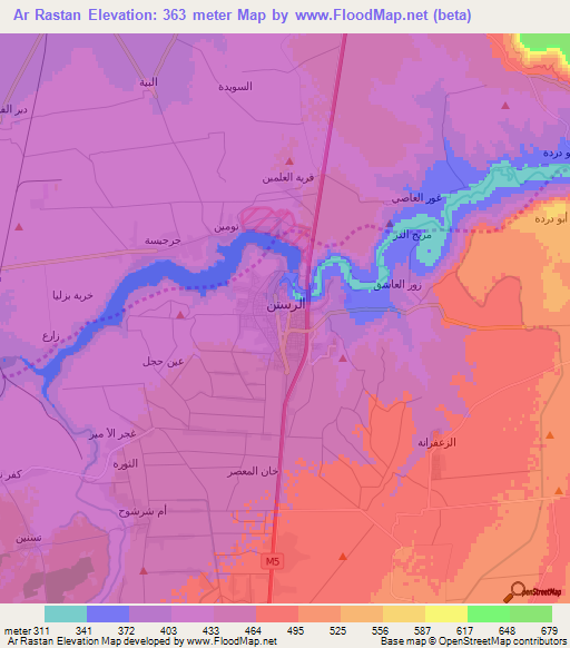 Ar Rastan,Syria Elevation Map
