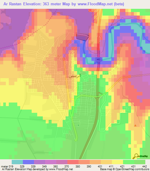 Ar Rastan,Syria Elevation Map