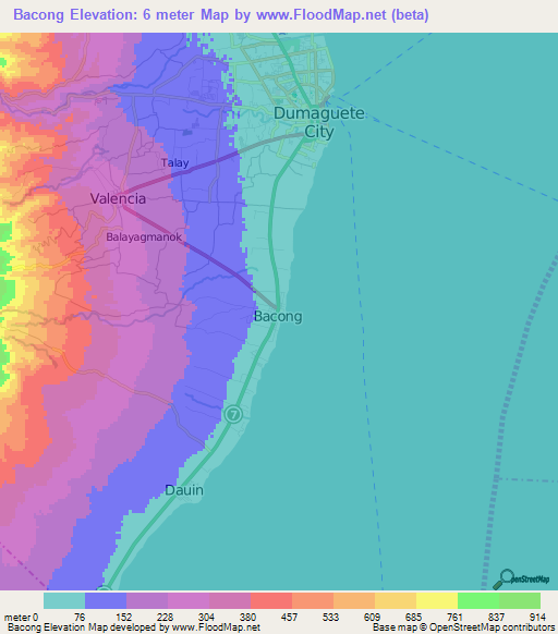 Bacong,Philippines Elevation Map
