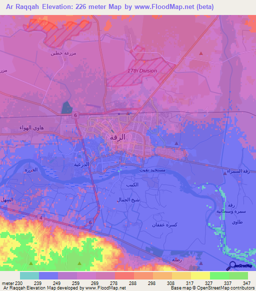 Ar Raqqah,Syria Elevation Map