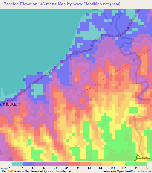Bacolod,Philippines Elevation Map