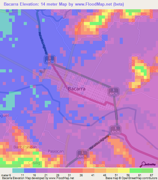Bacarra,Philippines Elevation Map