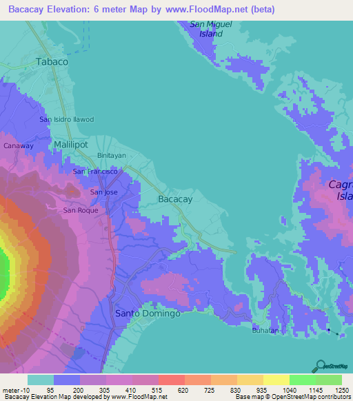Bacacay,Philippines Elevation Map