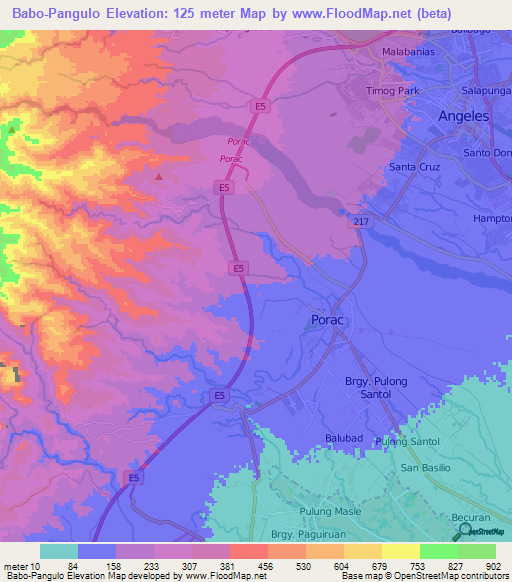 Babo-Pangulo,Philippines Elevation Map