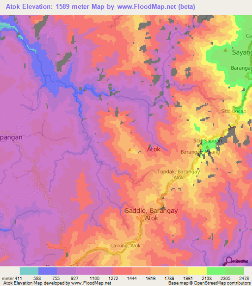 Atok,Philippines Elevation Map