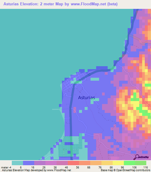 Asturias,Philippines Elevation Map
