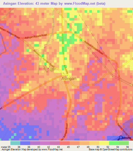 Asingan,Philippines Elevation Map