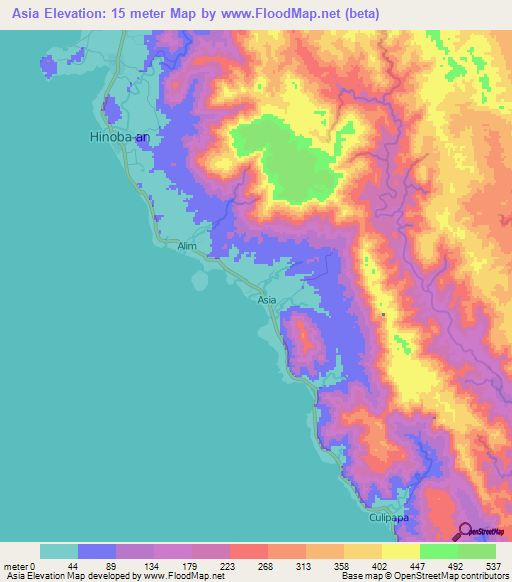 Asia,Philippines Elevation Map