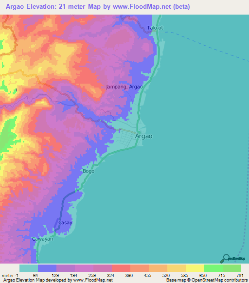 Argao,Philippines Elevation Map
