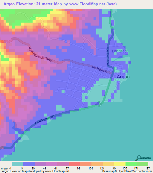 Argao,Philippines Elevation Map