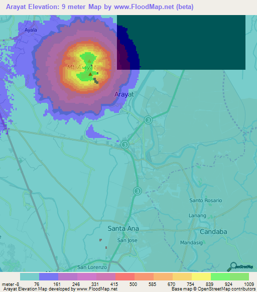 Arayat,Philippines Elevation Map