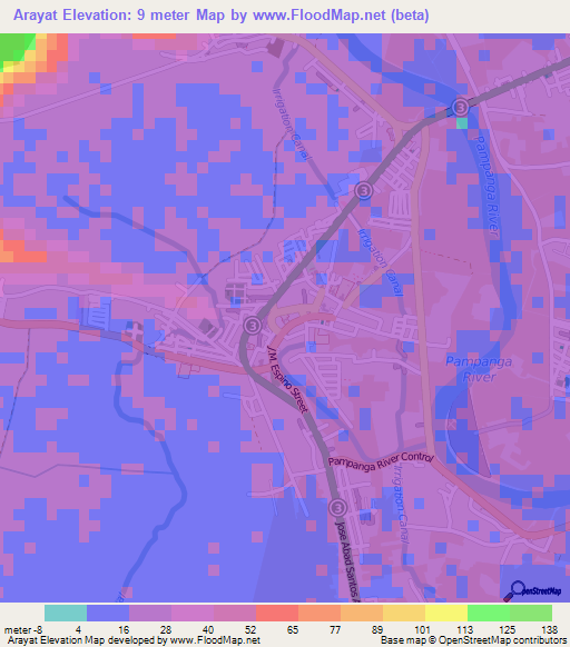 Arayat,Philippines Elevation Map
