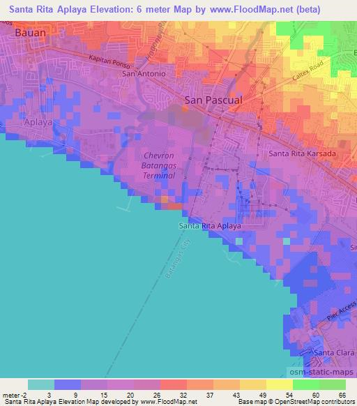 Santa Rita Aplaya,Philippines Elevation Map