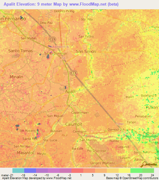 Apalit,Philippines Elevation Map