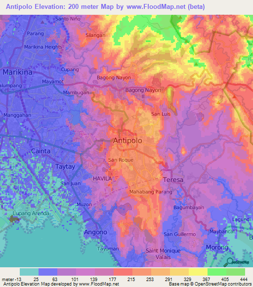 Antipolo,Philippines Elevation Map
