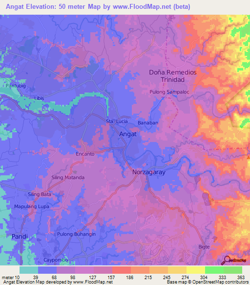 Angat,Philippines Elevation Map