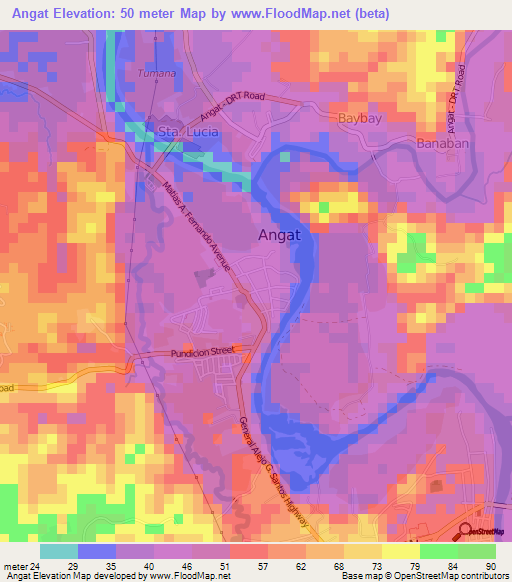 Angat,Philippines Elevation Map