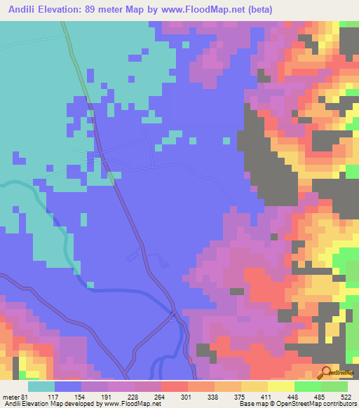 Andili,Philippines Elevation Map