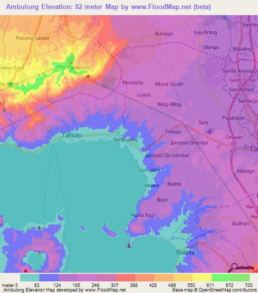 Ambulong,Philippines Elevation Map