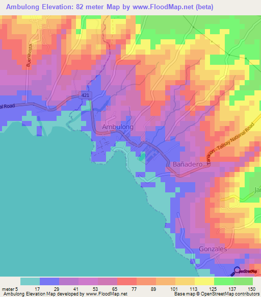 Ambulong,Philippines Elevation Map