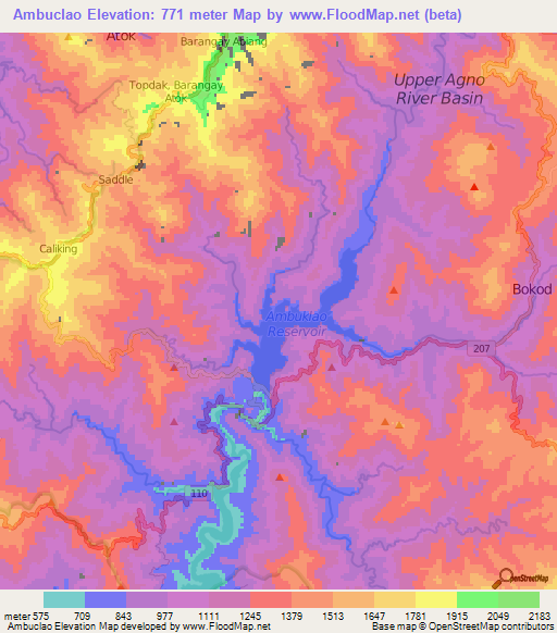 Ambuclao,Philippines Elevation Map
