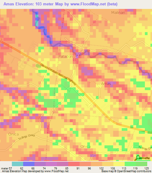 Amas,Philippines Elevation Map