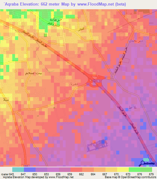 `Aqraba,Syria Elevation Map