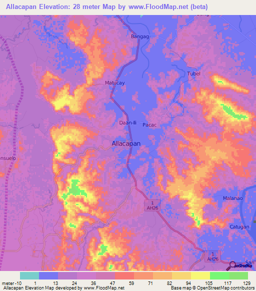 Allacapan,Philippines Elevation Map