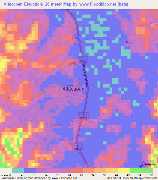 Allacapan,Philippines Elevation Map