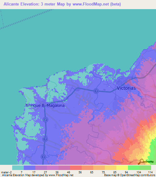 Alicante,Philippines Elevation Map
