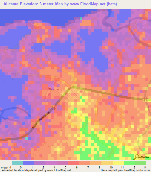 Alicante,Philippines Elevation Map