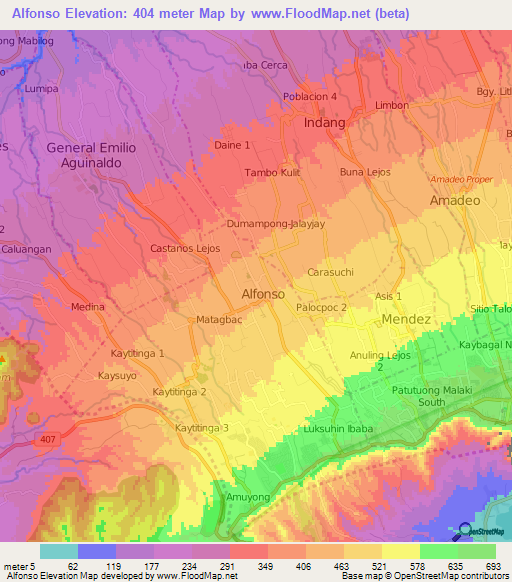 Alfonso,Philippines Elevation Map