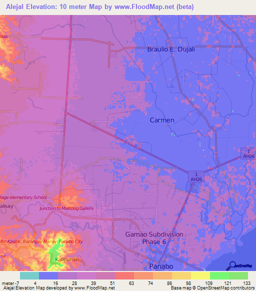 Alejal,Philippines Elevation Map