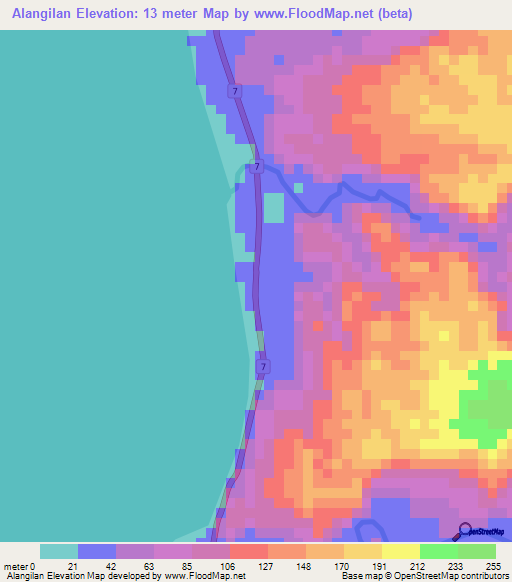 Alangilan,Philippines Elevation Map
