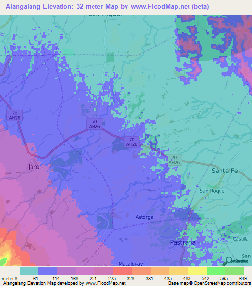 Alangalang,Philippines Elevation Map
